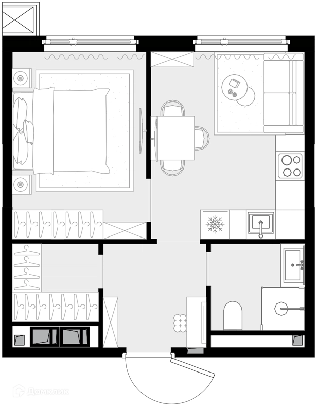 1-комнатная квартира 33.5 м² Дом МАЛЕВИЧ