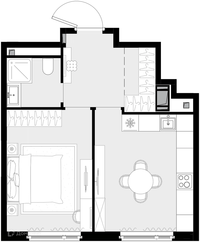1-комнатная квартира 39.7 м² Дом МАЛЕВИЧ