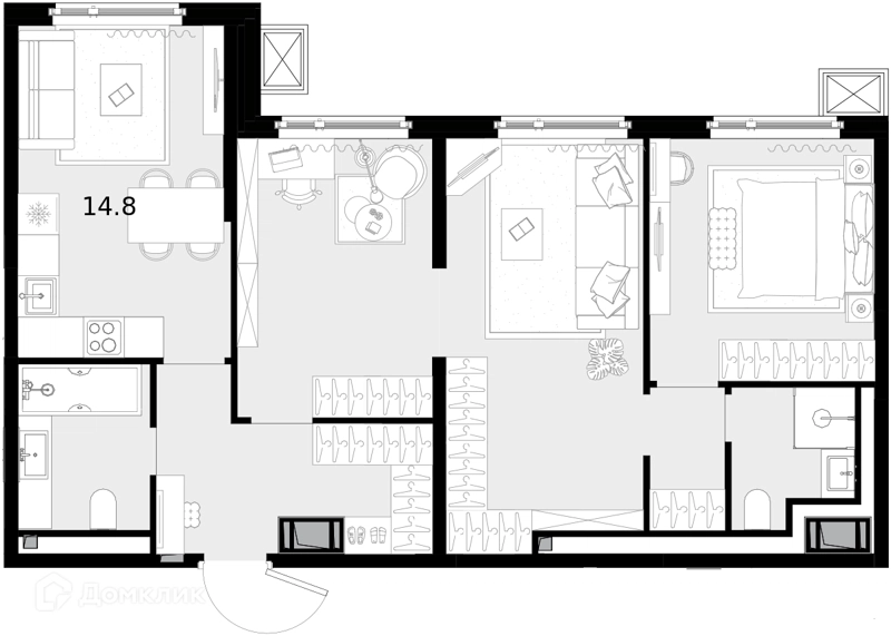 3-комнатная квартира 73.3 м² Дом МАЛЕВИЧ