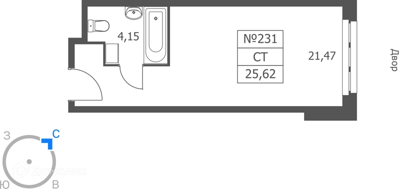 Студия 26 м² Волковская 67
