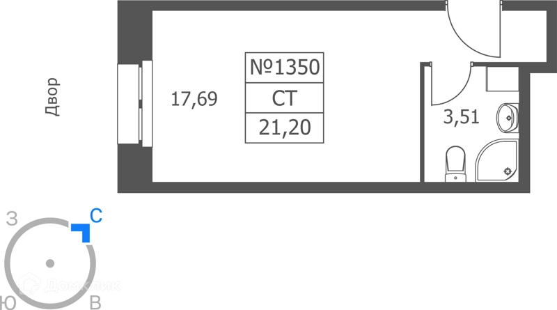 Студия 21 м² Волковская 67
