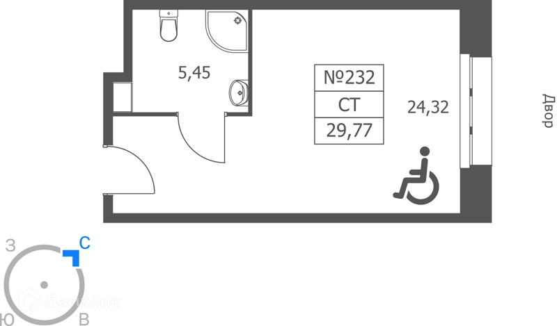 Студия 30 м² Волковская 67