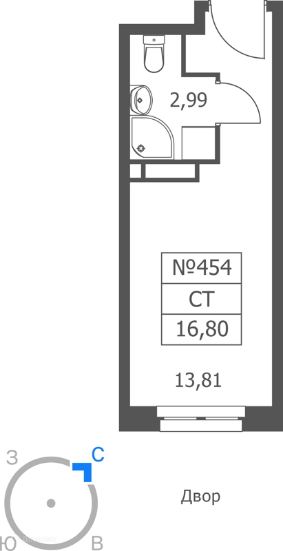 Студия 17 м² Волковская 67