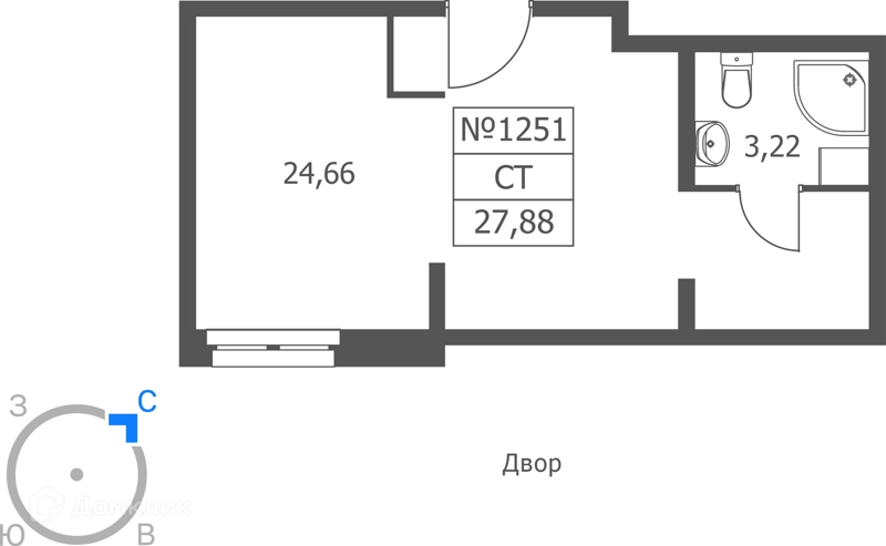 Студия 28 м² Волковская 67