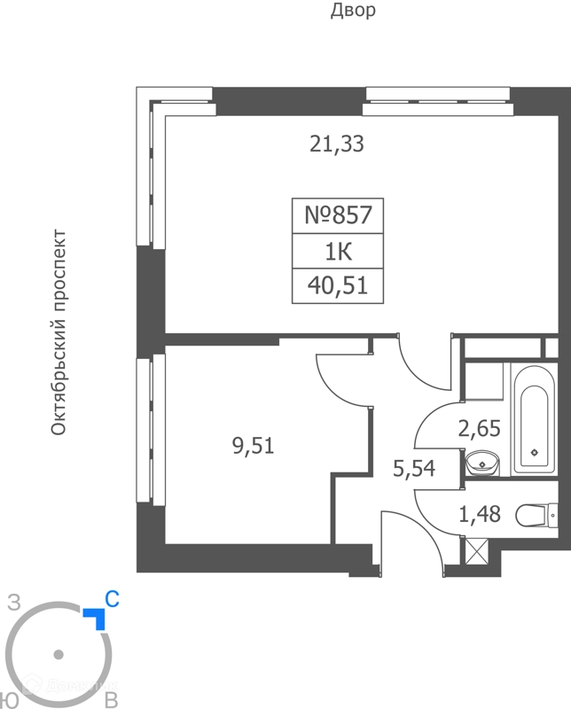 1-комнатные апартаменты 41 м² Волковская 67