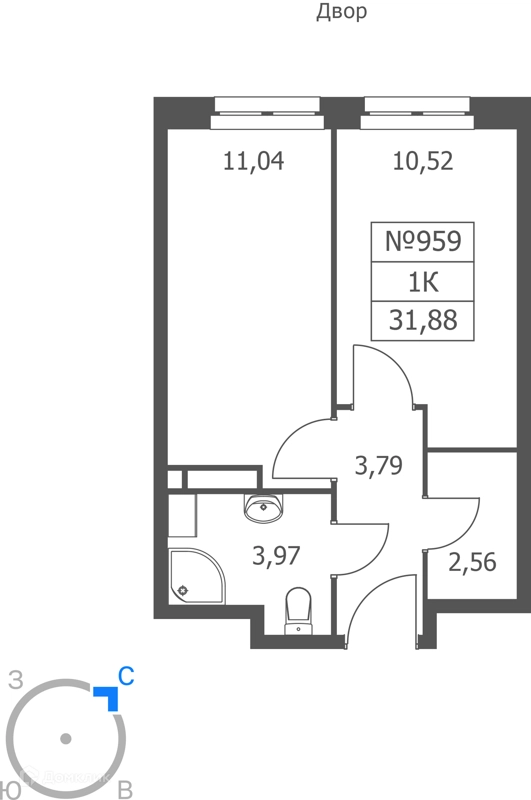 1-комнатные апартаменты 32 м² Волковская 67