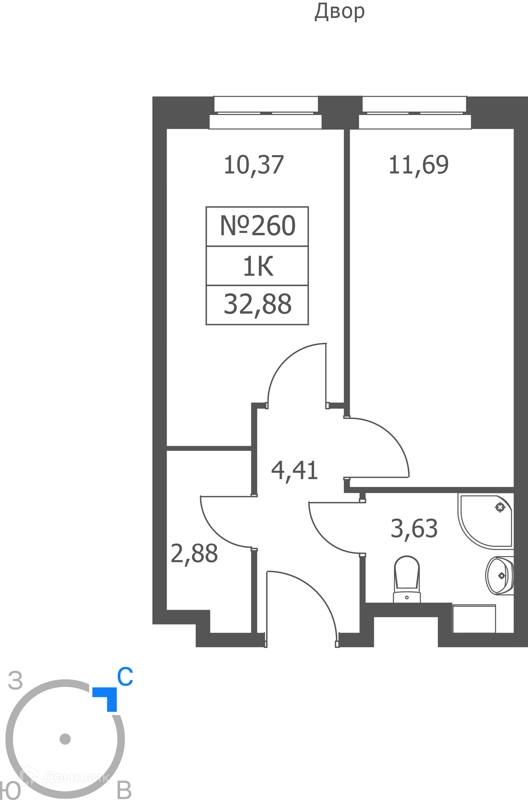 1-комнатные апартаменты 33 м² Волковская 67