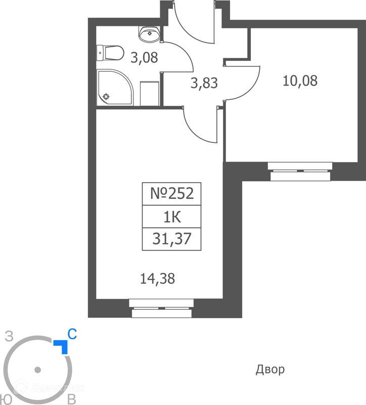 1-комнатные апартаменты 31 м² Волковская 67