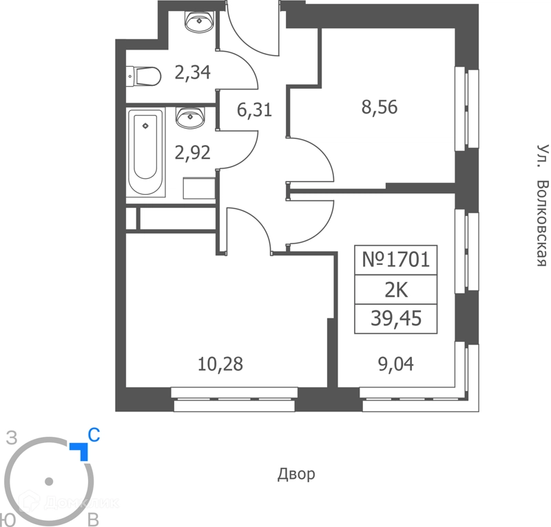 2-комнатные апартаменты 39 м² Волковская 67