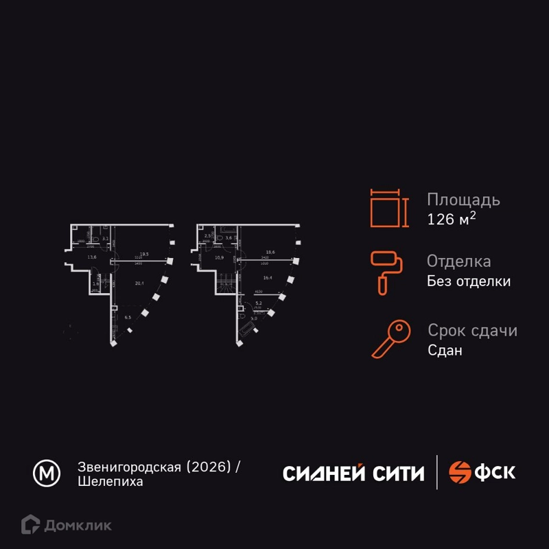 4-комнатная квартира 126.9 м² Сидней Сити