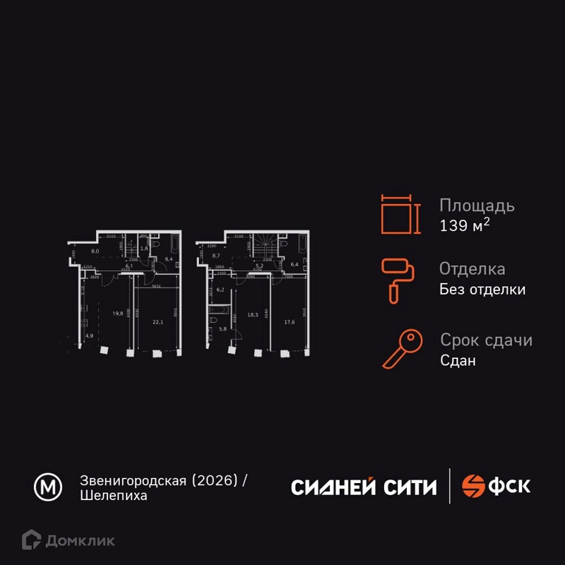 4-комнатная квартира 139.1 м² Сидней Сити
