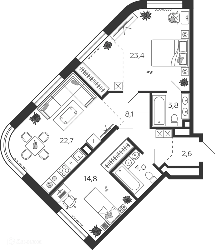 2-комнатная квартира 80.4 м² Шагал