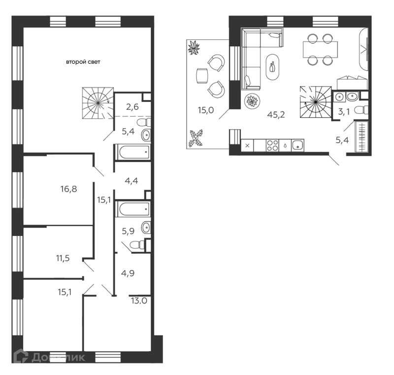 4-комнатная квартира 153.3 м² Шагал
