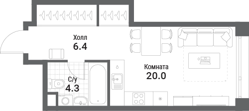 Студия 30.7 м² Нагатино Ай-Лэнд