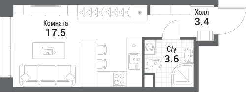 Студия 24.5 м² Нагатино Ай-Лэнд
