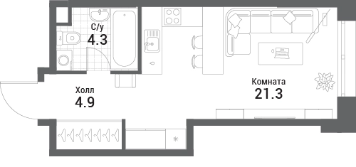 Студия 30.5 м² Нагатино Ай-Лэнд