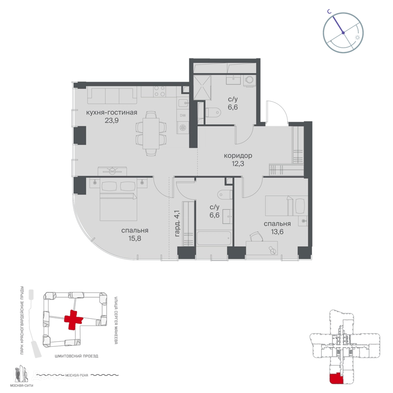2-комнатная квартира 82.9 м² Начало