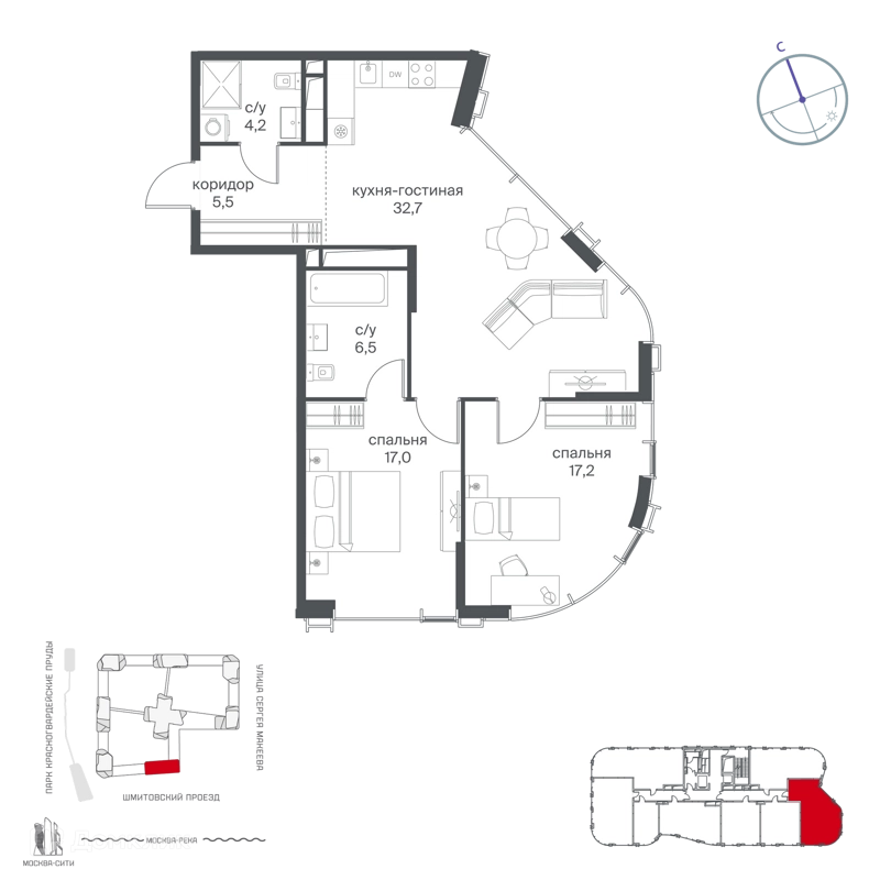 2-комнатная квартира 83.1 м² Начало