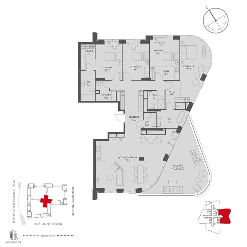 4-комнатная квартира 212.7 м² Начало