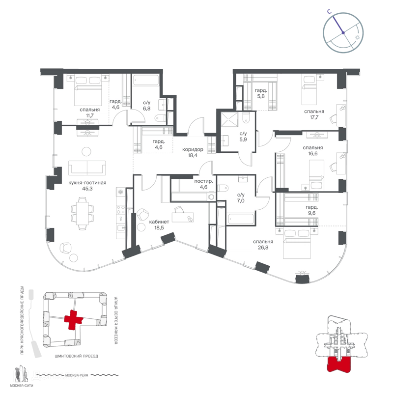5-комнатная квартира 203.9 м² Начало