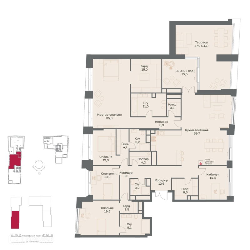 2-комнатная квартира 276.4 м² Река
