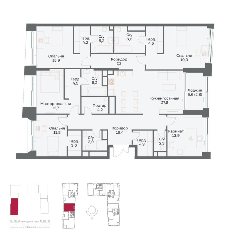 5-комнатная квартира 178.9 м² Река