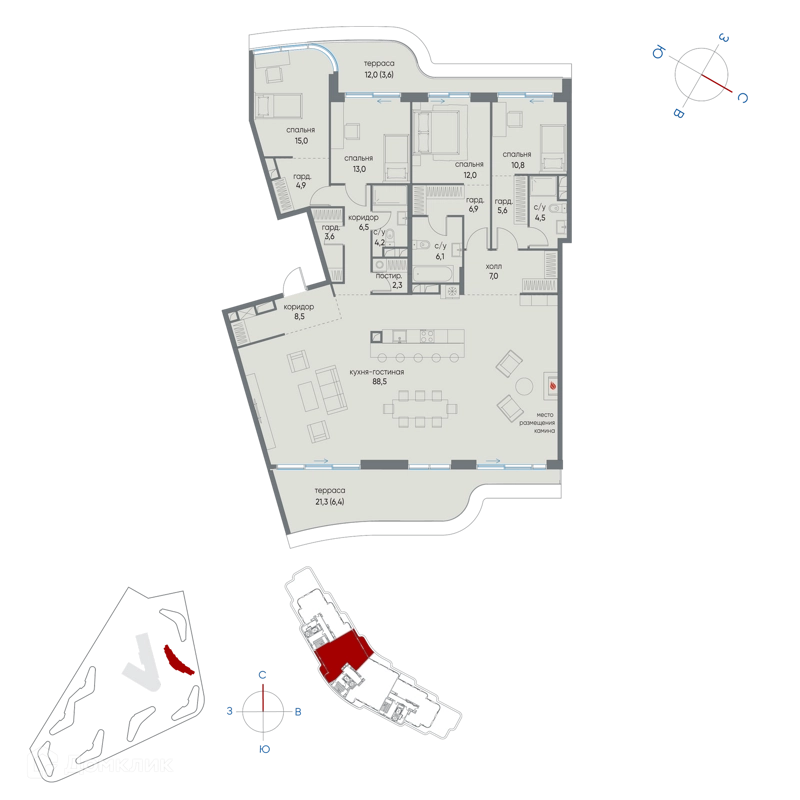 1-комнатная квартира 209.4 м² Остров
