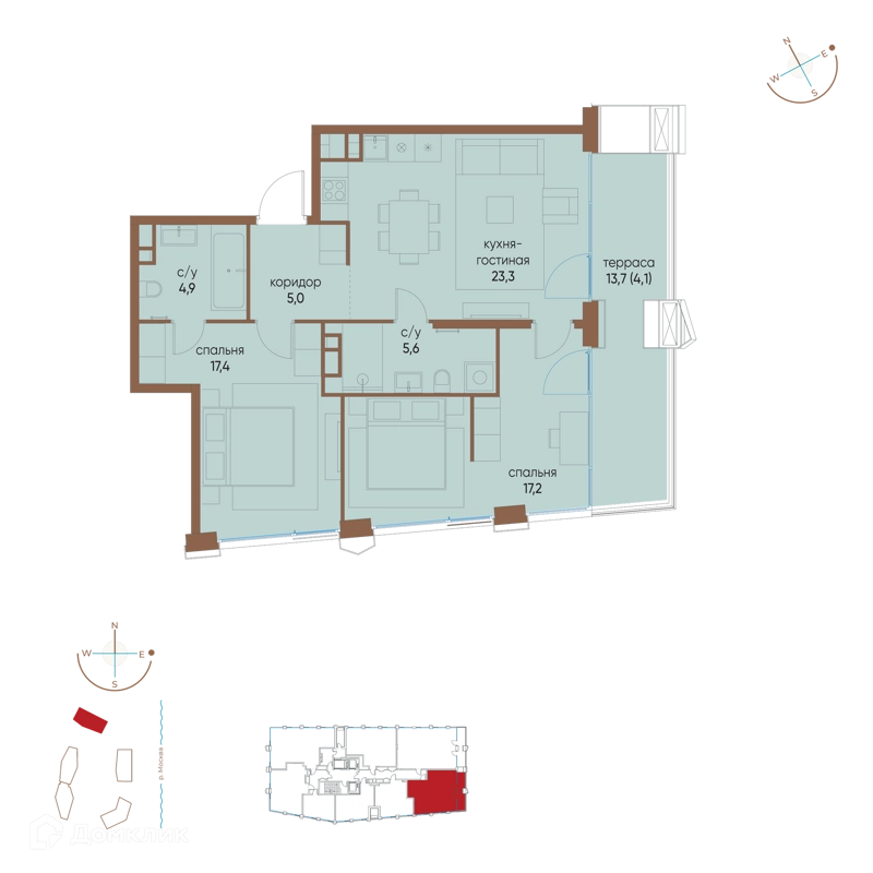 2-комнатная квартира 77.5 м² Остров
