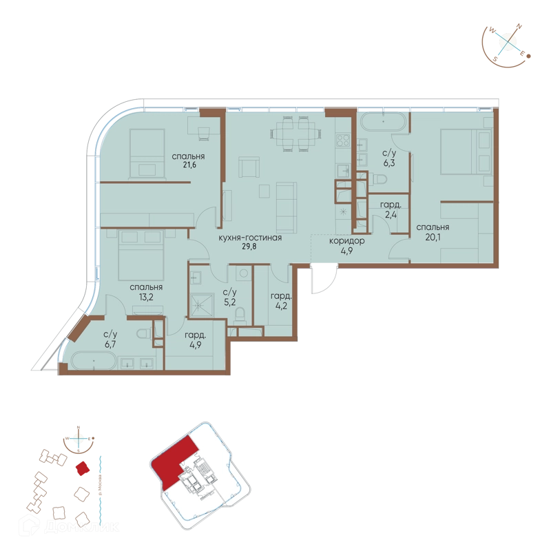 3-комнатная квартира 119.3 м² Остров