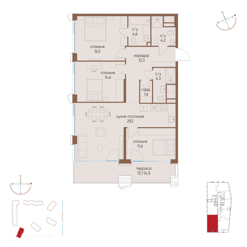 3-комнатная квартира 103 м² Остров
