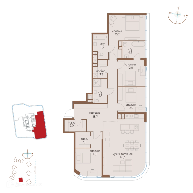 4-комнатная квартира 152.1 м² Остров