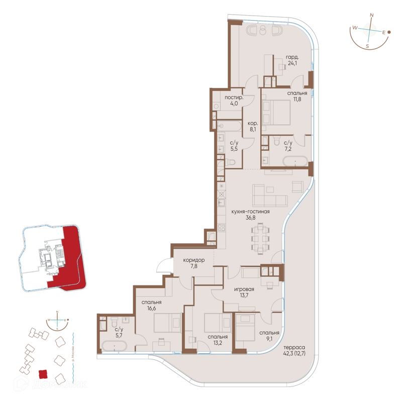 4-комнатная квартира 176.3 м² Остров