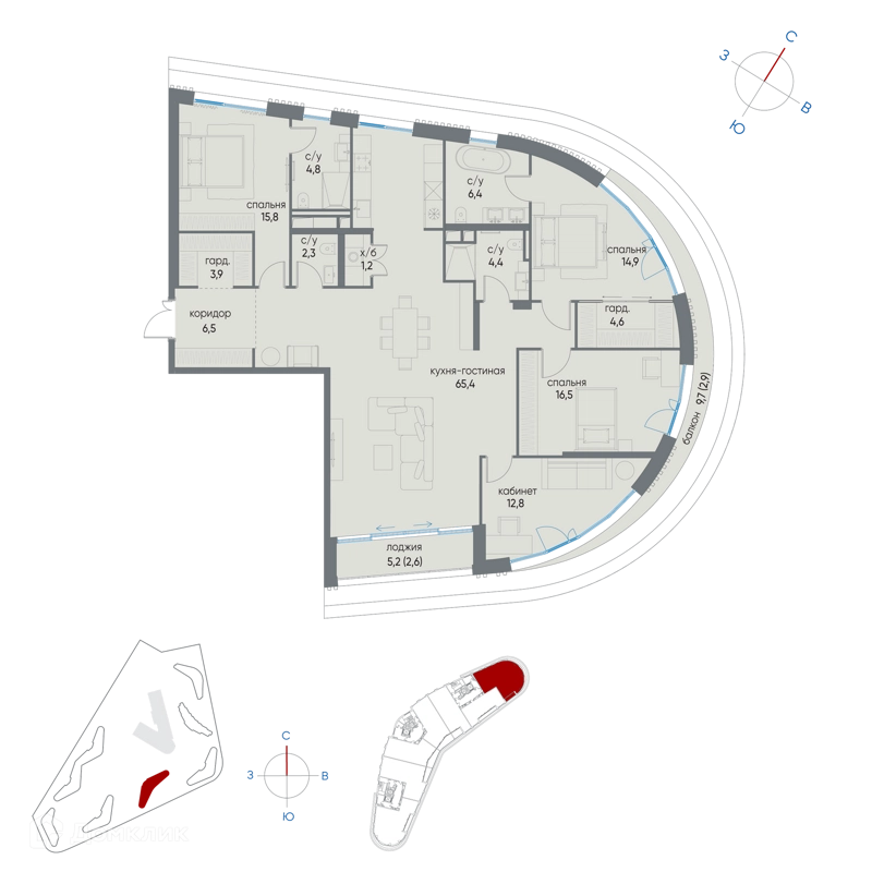 4-комнатная квартира 165 м² Остров
