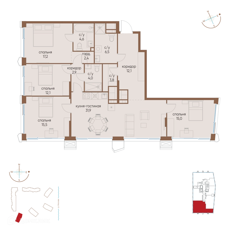 4-комнатная квартира 128 м² Остров