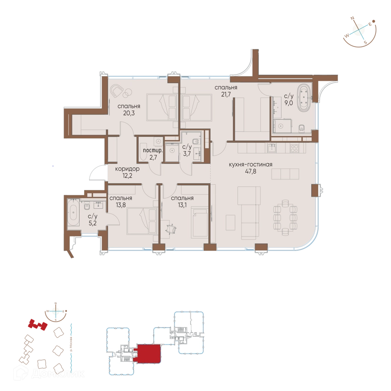 4-комнатная квартира 149.5 м² Остров