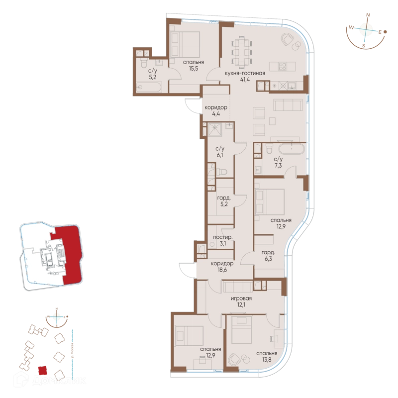 4-комнатная квартира 164.8 м² Остров