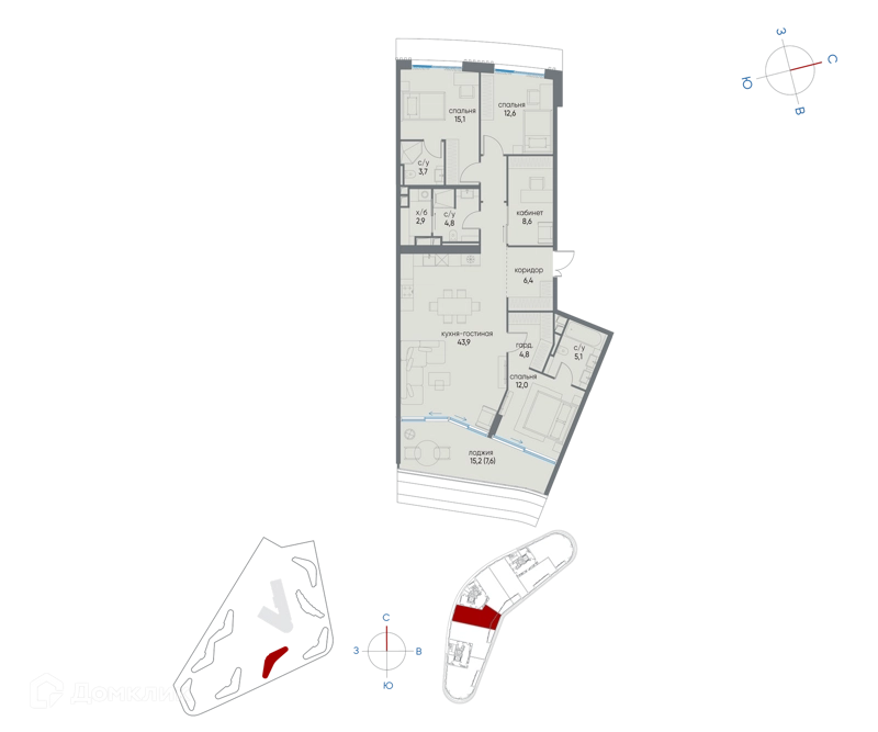 4-комнатная квартира 127.5 м² Остров