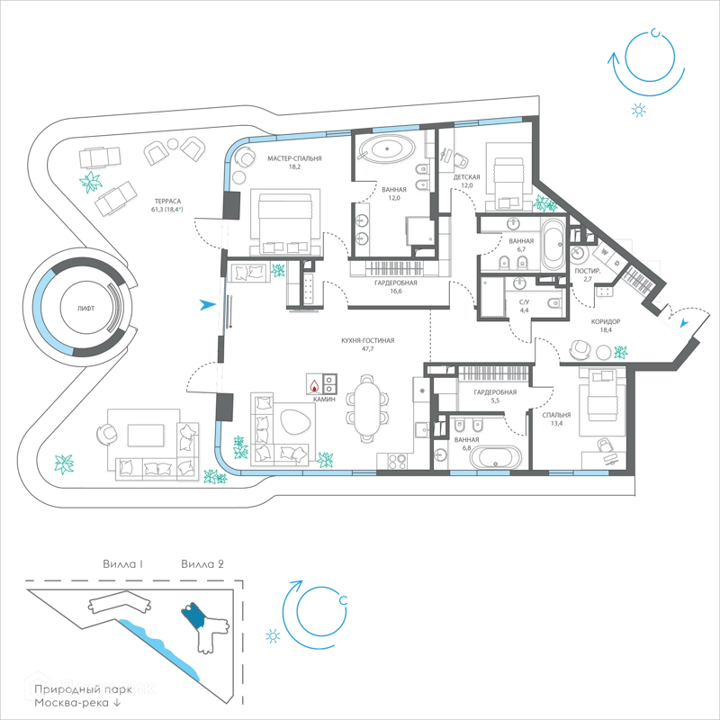 4-комнатная квартира 182.8 м² Остров