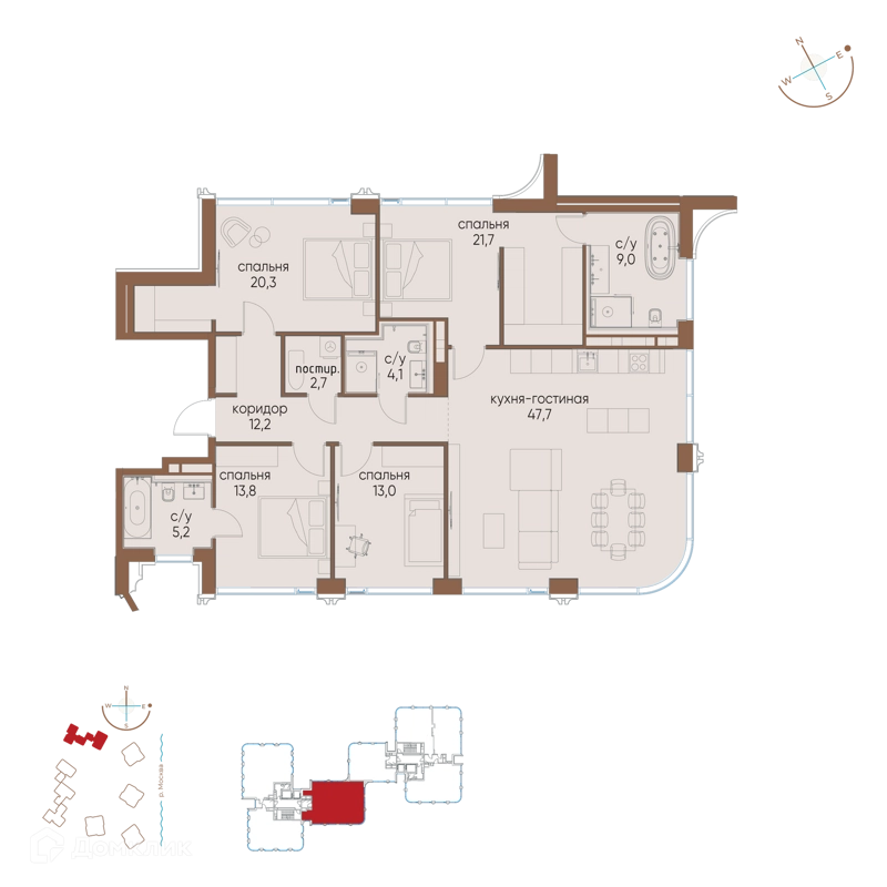 4-комнатная квартира 149.7 м² Остров