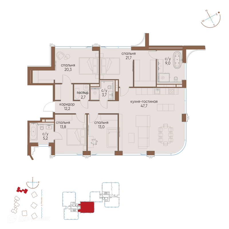 4-комнатная квартира 149.3 м² Остров
