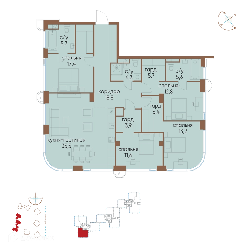 4-комнатная квартира 139.9 м² Остров