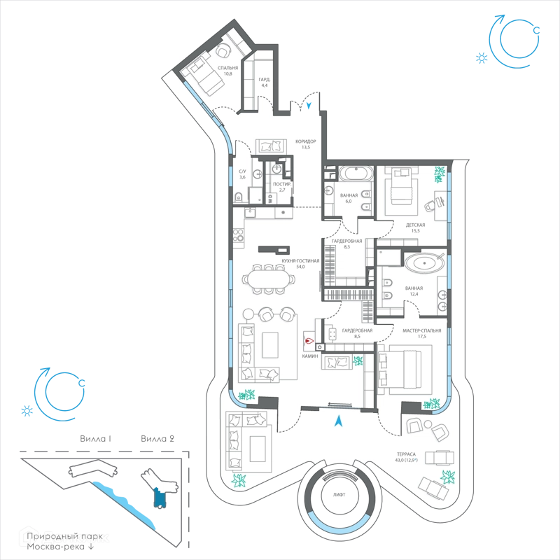4-комнатная квартира 170.1 м² Остров