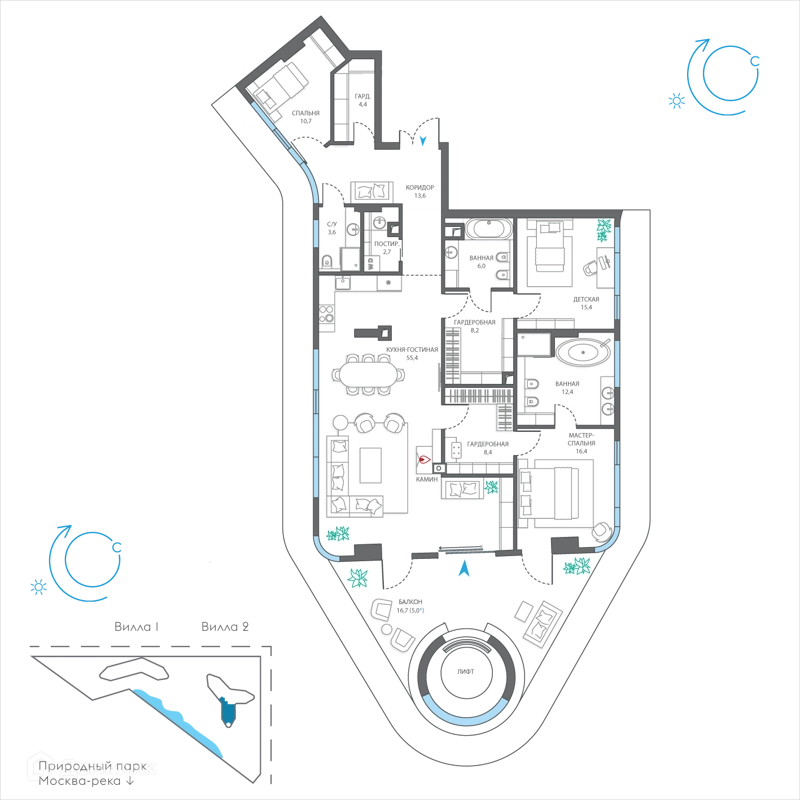 4-комнатная квартира 162.2 м² Остров