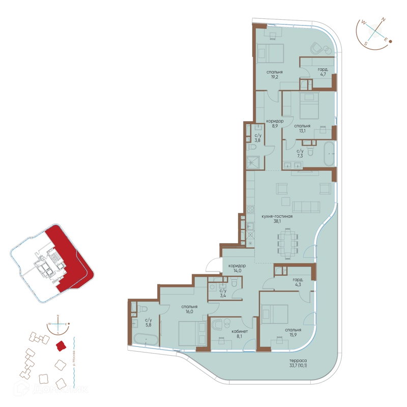 5-комнатная квартира 172.7 м² Остров