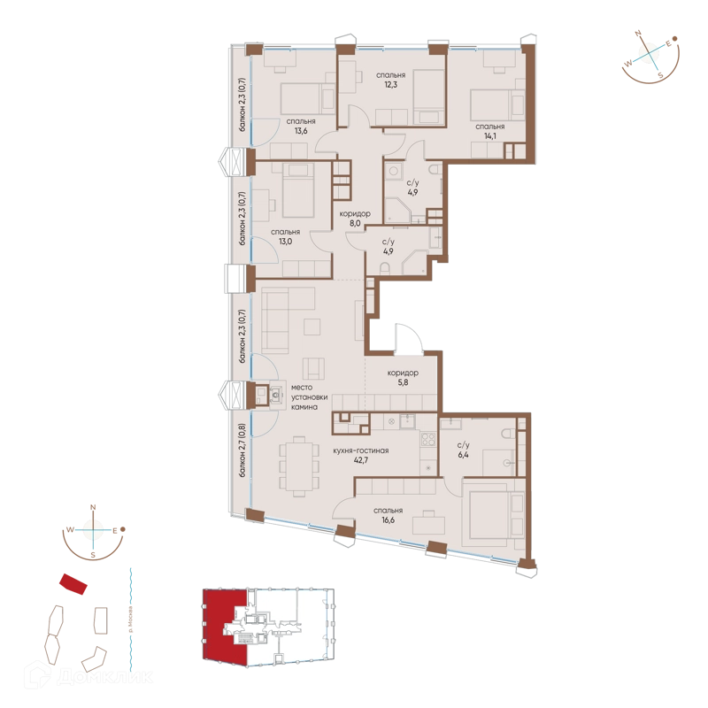 5-комнатная квартира 145.2 м² Остров