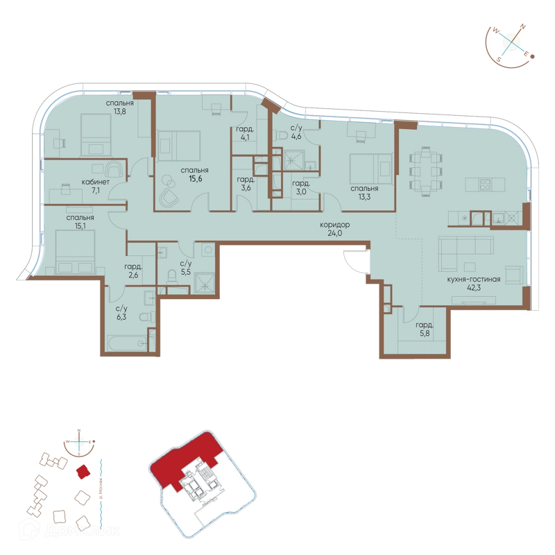 5-комнатная квартира 166.5 м² Остров