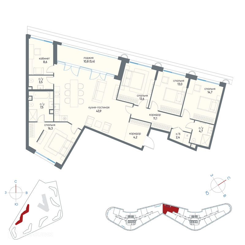 5-комнатная квартира 148.9 м² Остров