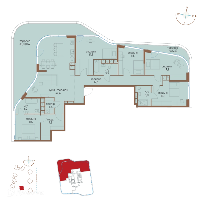 5-комнатная квартира 181.7 м² Остров
