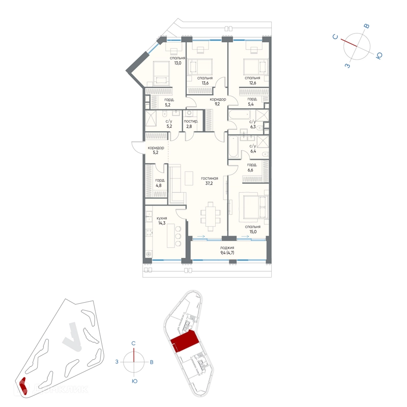 5-комнатная квартира 167.5 м² Остров