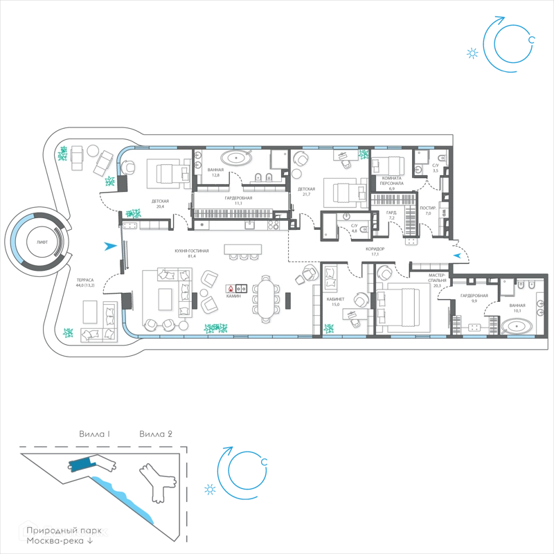 6-комнатная квартира 262.4 м² Остров